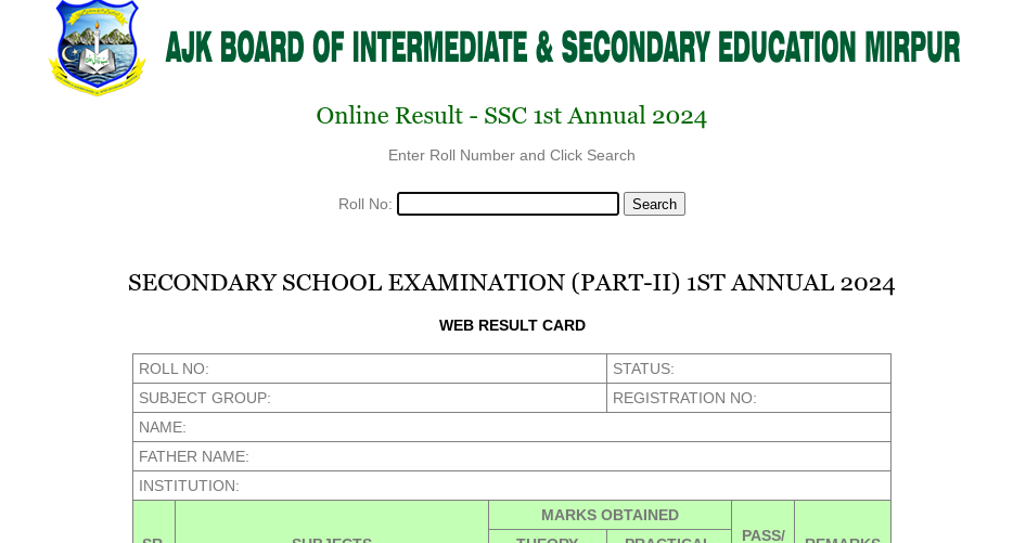 Check AJK BISE Azad Kashmir Board Mirpur 9th Class Result 2024