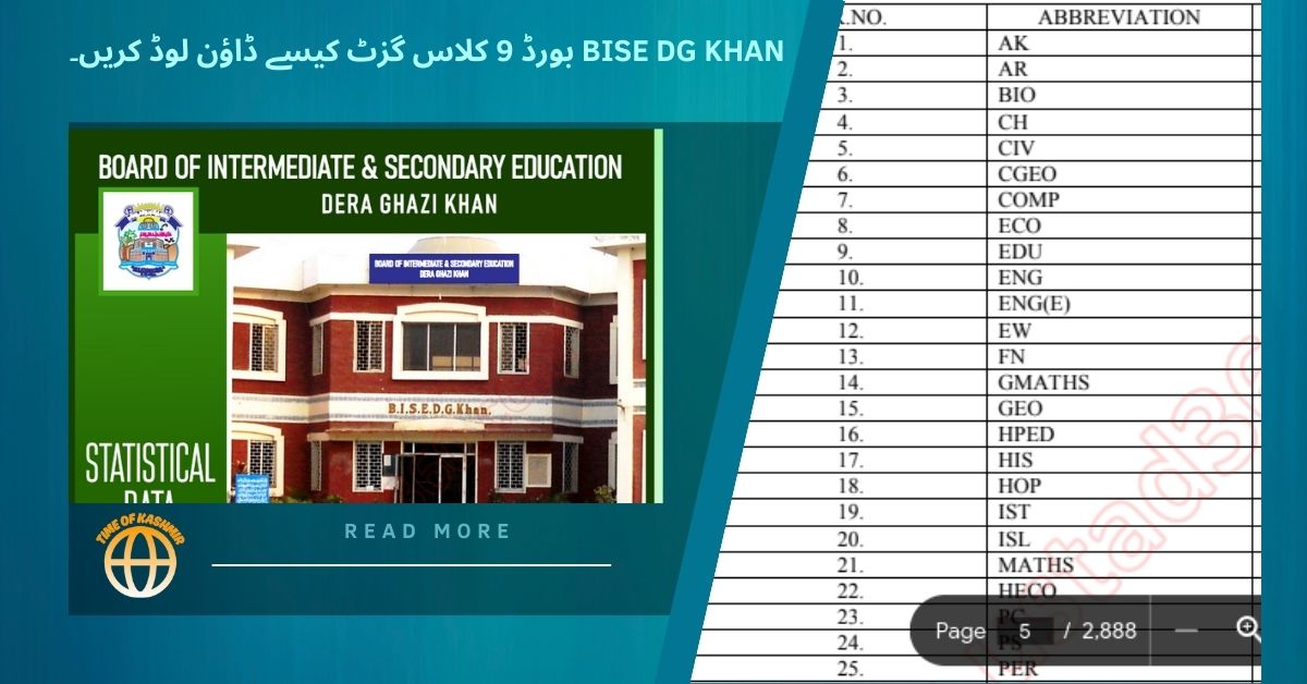 Download BISE DG Khan 9th Class Gazette