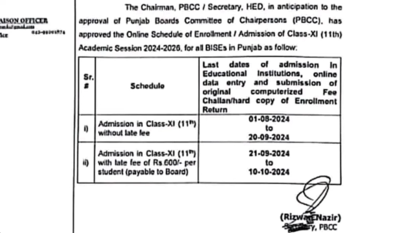 Announcement of Intermediate admissions schedule
Venue, Date - Assalam Alaikum everyone, important updates for students seeking admission in class 11th. The official notification for Intermediate admissions has been released.